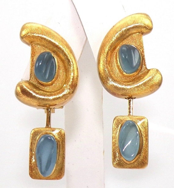 Burle Marx 18K Yellow Gold Aquamarine Drop Dangle… - image 1