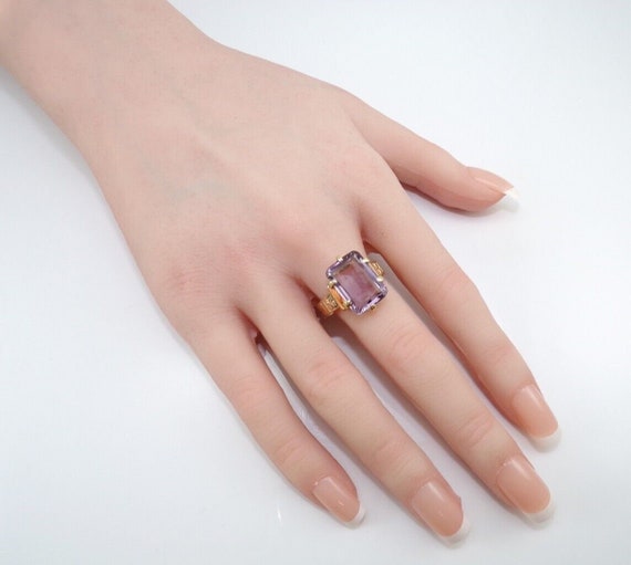 Vtg Antique Victorian 14K Rose Gold Amethyst Ring… - image 3