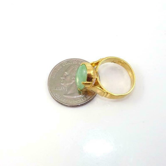 Vintage Chinese Green Jade Pure 24K Yellow Gold R… - image 3