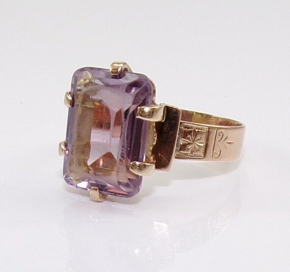 Vtg Antique Victorian 14K Rose Gold Amethyst Ring… - image 5