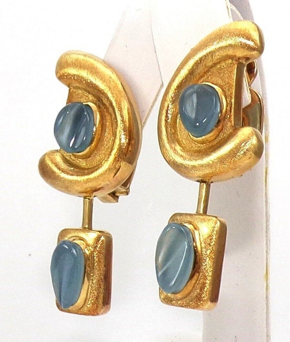 Burle Marx 18K Yellow Gold Aquamarine Drop Dangle… - image 2