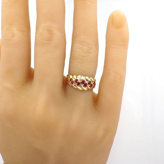 0.50ctw Natural Red Ruby Ribbed Cable Dome Band 1… - image 2
