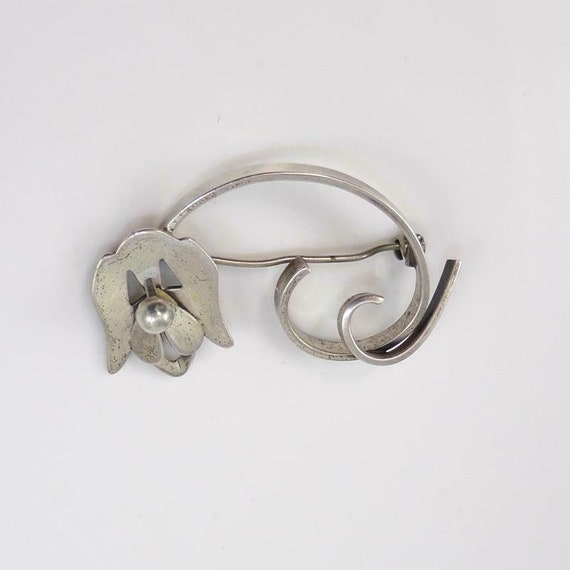 Beau Vintage Sterling Silver Hound Dog Pin Brooch… - image 1