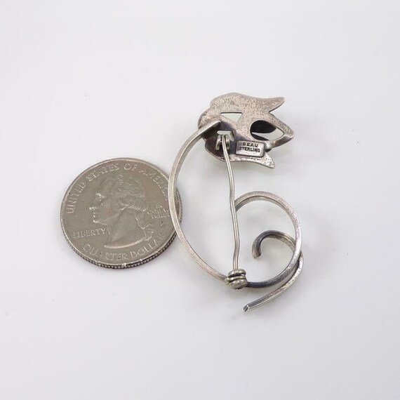 Beau Vintage Sterling Silver Hound Dog Pin Brooch… - image 3