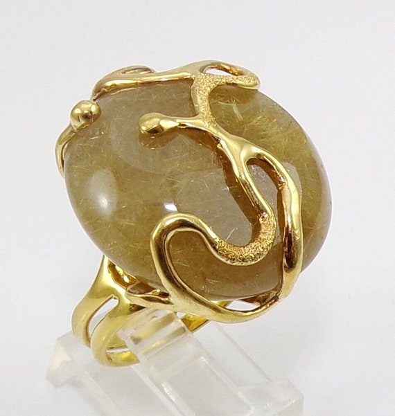 RAJOLA 18K Yellow Gold Rutilated Quartz Modernist… - image 4