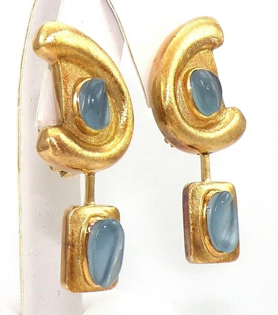 Burle Marx 18K Yellow Gold Aquamarine Drop Dangle… - image 3