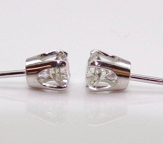14K White Gold 0.50ctw Diamond Solitaire Stud Ear… - image 4