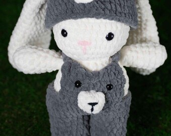 Gehäkelter Hase, Hase im Bärenkostüm, Häkelarbeitspielzeug, Amigurumi, Häkeltiere, Baby-Duschegeschenke, Weihnachtsgeschenk, Geburtstage, handgemacht