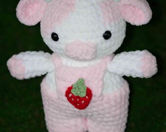 Kuh Häkeln Kuh, Erdbeere Kuh, Häkeln Spielzeug, Handgemacht, Amigurumi, Kuscheltier, Baby-Dusche-Geschenke, Weihnachtsgeschenke, Kunsthandwerk, Kuh Plüsch, Geburtstag