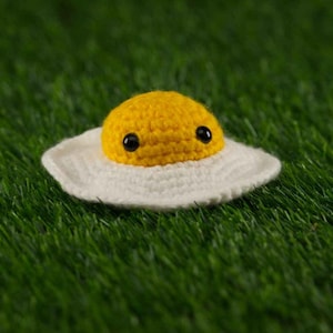 Ovo frito de crochê, Brinquedo de crochê, Amigurumi, Brinquedos, Bicho de pelúcia, Feito à mão, Artesanato, Ovo queimado, Presentes de Natal, Bebê ovo, Fofo, Criativo, Ovos