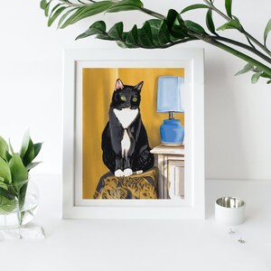 Majestic Black Cat Art Illustration Print