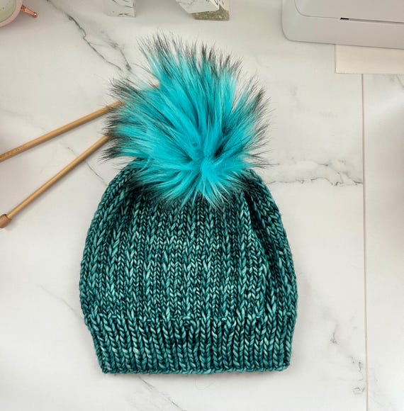 Women's Luxury Hand Knit Multicolored Blue/green/teal Winter/fall