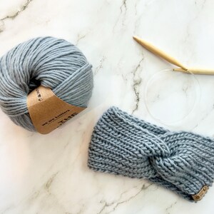 Women’s Luxury Hand Knit Gray Front Twist Ear Warming Headband