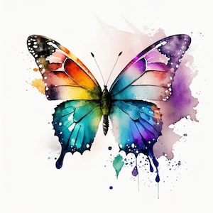 Colorful Butterfly Clipart | 300dpi | PNG Graphics | Instant Download for Commercial Use | Watercolor Colorful Butterfly Clipart
