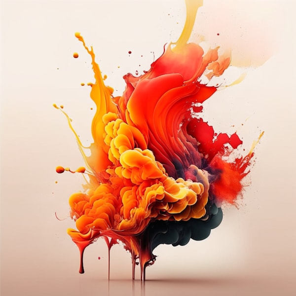 Orange, Red, Yellow Watercolor splash | 300dpi High Resolution | PNG Graphics | Instant Download for Commercial Use |