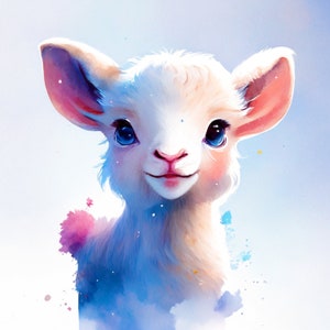 Cute Goat Clipart | 300dpi High Resolution | PNG Graphics | Instant Download for Commercial Use | Watercolor Cute Goat Clipart