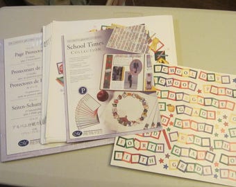 Creative Memories Scrapbooking Original 12x12 White PrePrinted School Days Refill Pages, Protectors, Stickers