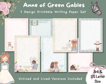 Anne of Green Gables | 7 Designs | Snail Mail | Happy Mail | Printable Pen Pal Writing Paper Set | Digital Instant Download