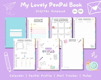 Digital My Lovely PenPal Book | PDF Instant Download | Hyperlinked | GoodNotes | Penpal Profile | Penpal Mail Tracker |