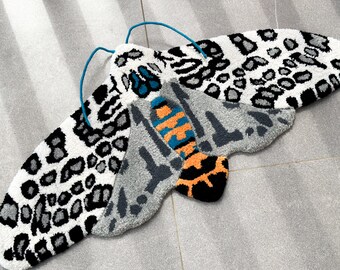 Giant Leopard Moth Tufted Wall Art, Moth Lover Gift For Insect Lover, Cottagecore Aesthetic