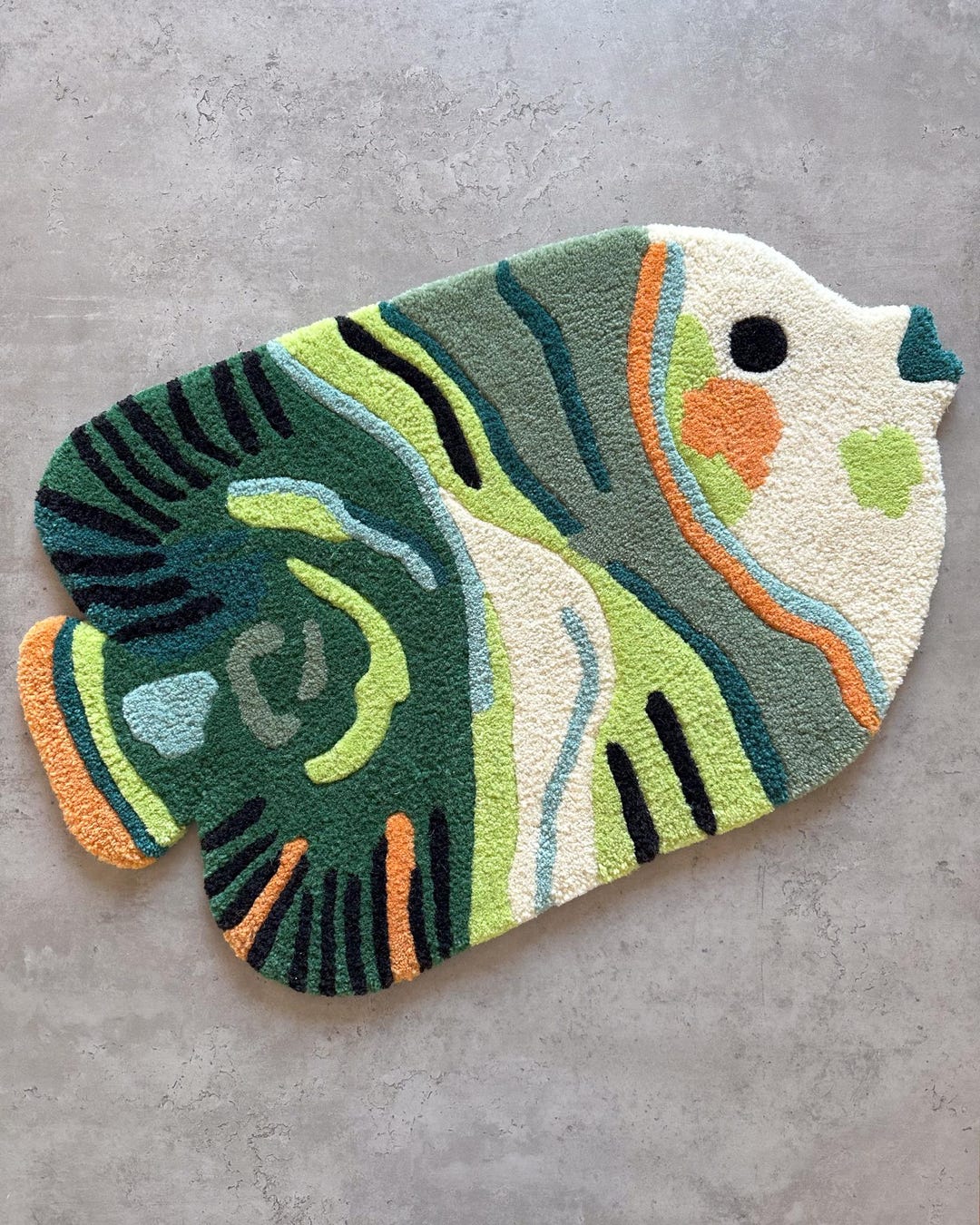 Woolen Green Fish Rug Abstract Fish Tufted Rug Seaside Home Decor ...