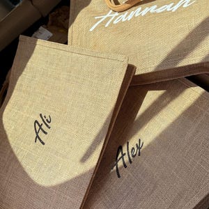 Bridesmaid gift bags, Burlap Tote Bag, Bridal shower bag, Bachelorette, Wedding Favors, Gift Bag, Personalized Tote Bag