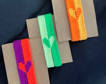 Bracelets d'amitié pour couple en demi-cœur assortis - Plusieurs combinaisons de couleurs