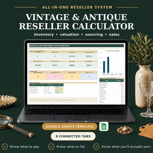 Vintage Reseller Spreadsheet | Antique Inventory, Valuation & Profit Calculator | Google Sheets