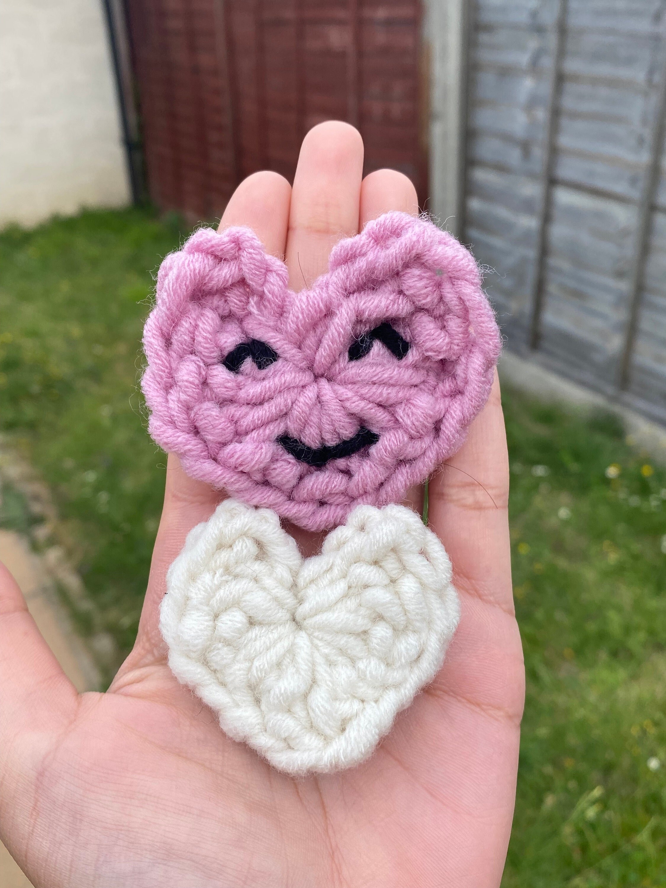 Crochet Pink and White Heart - Etsy