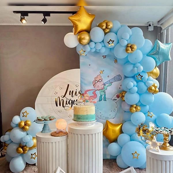 Pastel Blue Star Little Prince Foil DIY Balloon Sculptur | Birthday Balloon Garland Arc Kit | Baby Shower Galaxy Starry Night Decor