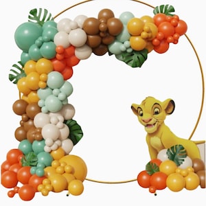 Jungle Safari Animal Lion King Foil Palloncino fai da te Arco / Kit ghirlanda di palloncini di eucalipto smorzato per compleanno / Decorazione a forma di animale per festa di compleanno e baby shower