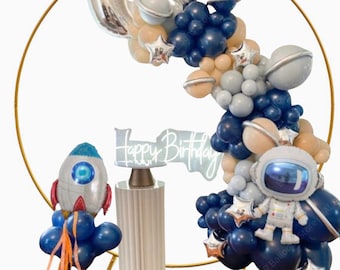太陽の周りを旅する、宇宙飛行士の宇宙 DIY バルーン ガーランド キット | 誕生日バルーン アーチ | ベビーシャワー ギャラクシー 星空夜から月へ