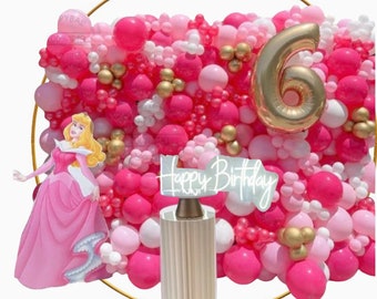 Kit ghirlanda di palloncini fai da te a tema Principessa addormentata nel bosco/Numero di compleanno Bouquet di palloncini/Primo compleanno ragazza Decorazioni per feste in oro rosa