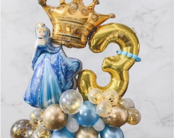 Cinderella Foil DIY Balloon Sculpture Kit | Birthday Girl Number Birthday Balloon Bouquet | First Birthday Princess Theme Stack