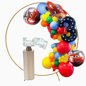 Race Car Lightning McQueen DIY Balloon Garland Arc Kit, Birthday Balloon Number Sculpture, Party Supplies Decor Racing Car Track Two Fast
