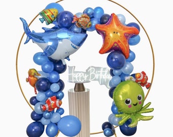 Sea Animal Aquarium Foil DIY Balloon Arc |Birthday Ocean Marine Balloon Garland Kit | Birthday Party Baby Shower Animal Decor