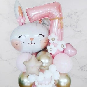 Kit di scultura di palloncini fai-da-te in lamina di coniglio coniglietto/numero di ragazza di compleanno bouquet di palloncini di compleanno/palloncino per il primo compleanno pila a tema festa di Pasqua