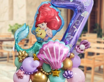 Little Mermaid Foil DIY Balloon Sculpture Kit | Birthday Number Balloon Bouquet | First Birthday Under The Sea Decor Stack