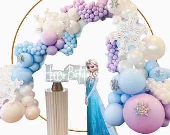 Frozen Elsa Olaf Foil DIY Balloon Garland Arc Kit | Birthday Girl Number Balloon Bouquet | First Birthday Ice Princess Baby Party Decor