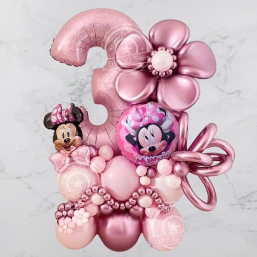 Minnie Mouse Foil DIY Pink Balloon Sculpture Kit Birthday Girl Number ...