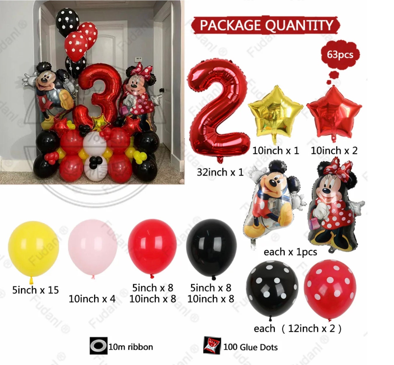 Mickey Minnie Mouse Foil DIY Balloon Sculpture Kit | Birthday Boy Girl ...