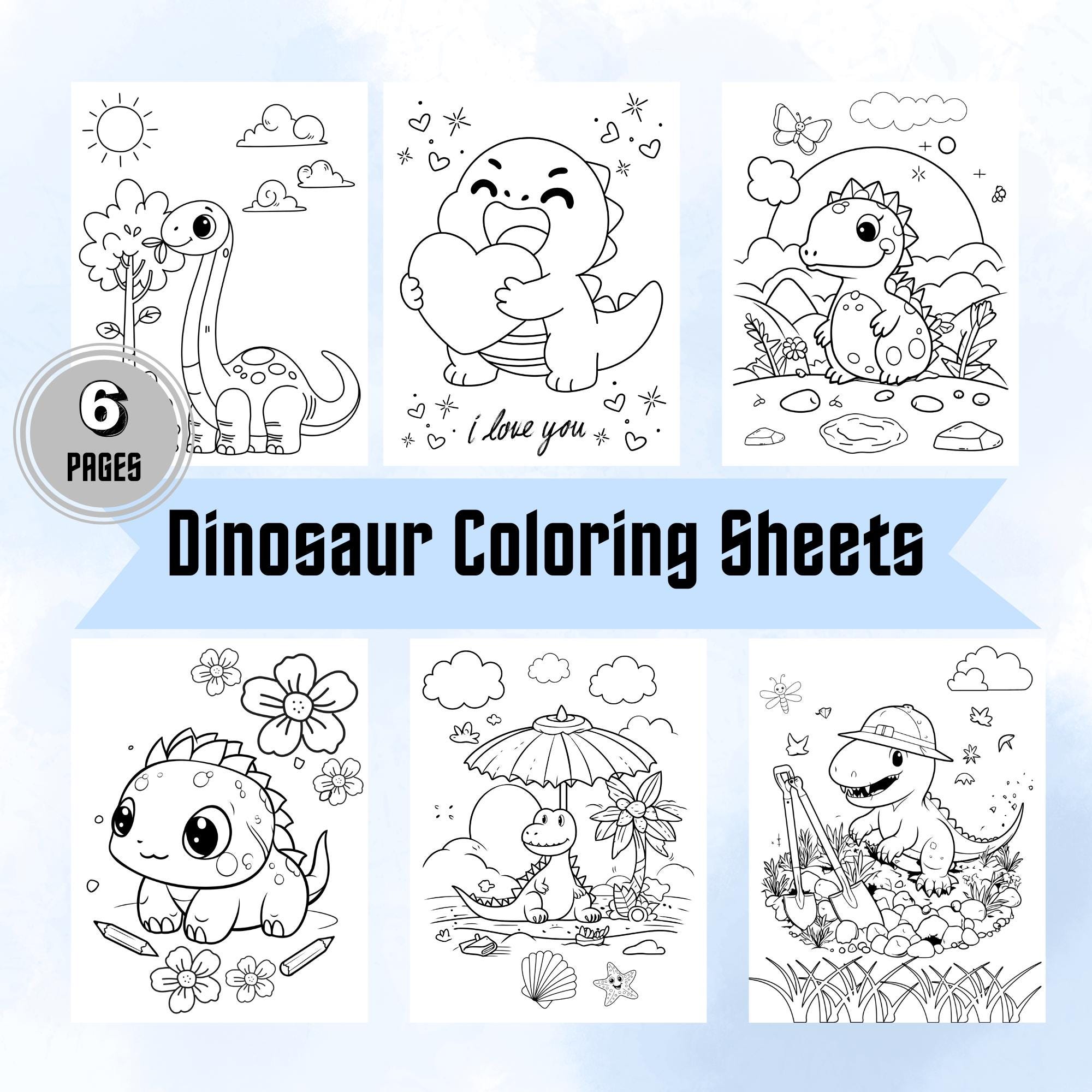 Dinosaur Coloring Pages for Kids | 6 Printable Dino Sheets (PDF ...