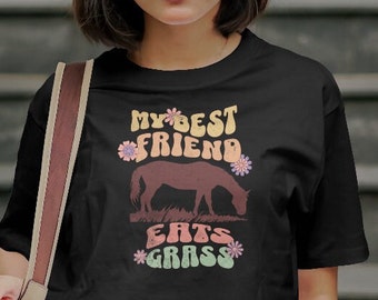 Mijn beste vriend eet gras, paard meisje shirt, paard meisje, Hey meisje, paard minnaar cadeau, paard minnaar, paard trainer cadeau, boer meisje, boer