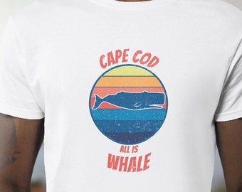 Cape Cod Whale TShirt, Massachusetts shirt, Cape Cod walvis, alles is walvis, red de walvissen, retro oceaan shirt, Cape Cod Shirt, Cape Cod Tee