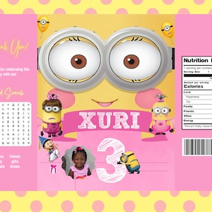 Molde de Sacola de Chips Minion (Rosa) (Menina)