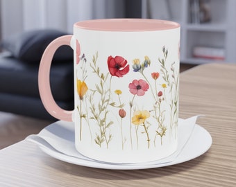 Cup printed with flowers - coffee cup - flower cup