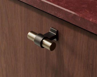 Manijas y pomo en T Bond de Furnipart, latón cepillado fino marrón antiguo, 160 mm, 320 mm, pomo en T