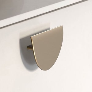 May include: A half-circle cabinet pull in a brushed nickel finish.