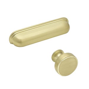 Howdens Contessa Cup Handle & Knob Brass Effect Traditional Classic