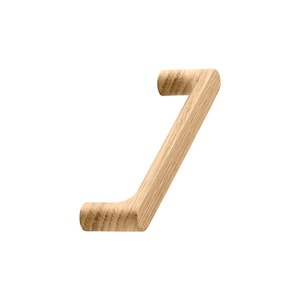 May include: A wooden door handle with a simple, modern design. The handle is made of light-coloured wood and has a smooth, rounded finish.